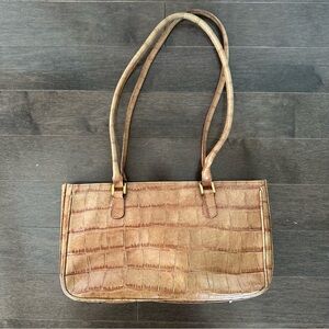 i santi Vintage‎ Alligator Shoulder Bag Tan Made in Italy Gold Accents